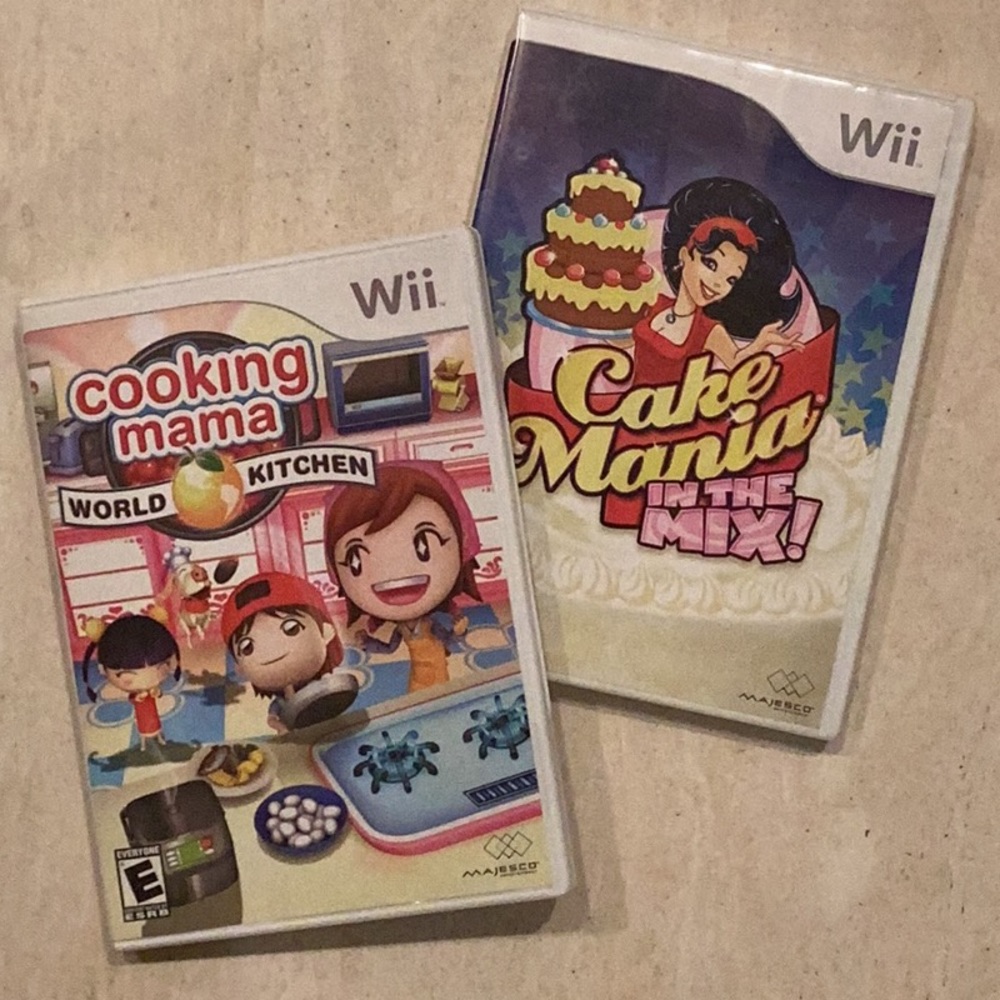 Cooking Mama World Kitchen Wii & Cake Mania Mix Nintendo Wii Game Lot Of 2 Games